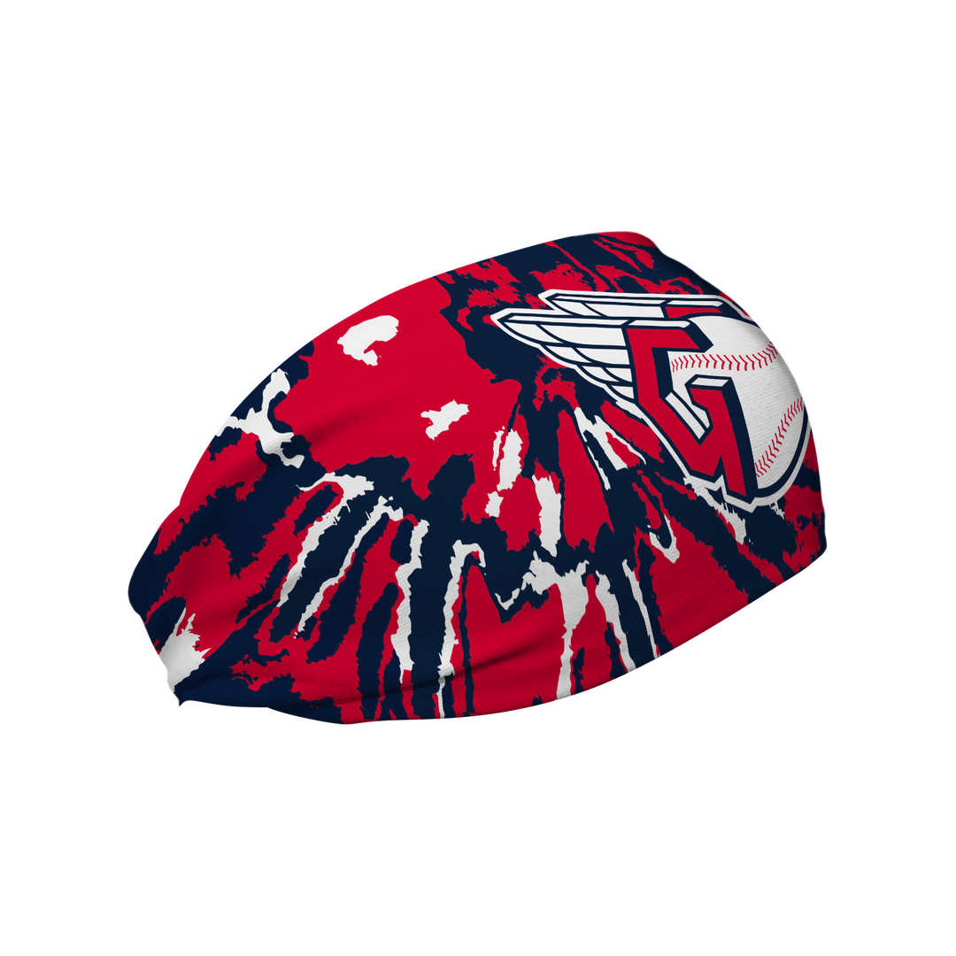MLB licensed Cleveland Guardians cooling headband with team tie-dye. Made in the USA, Vertical Athletics brand. 
