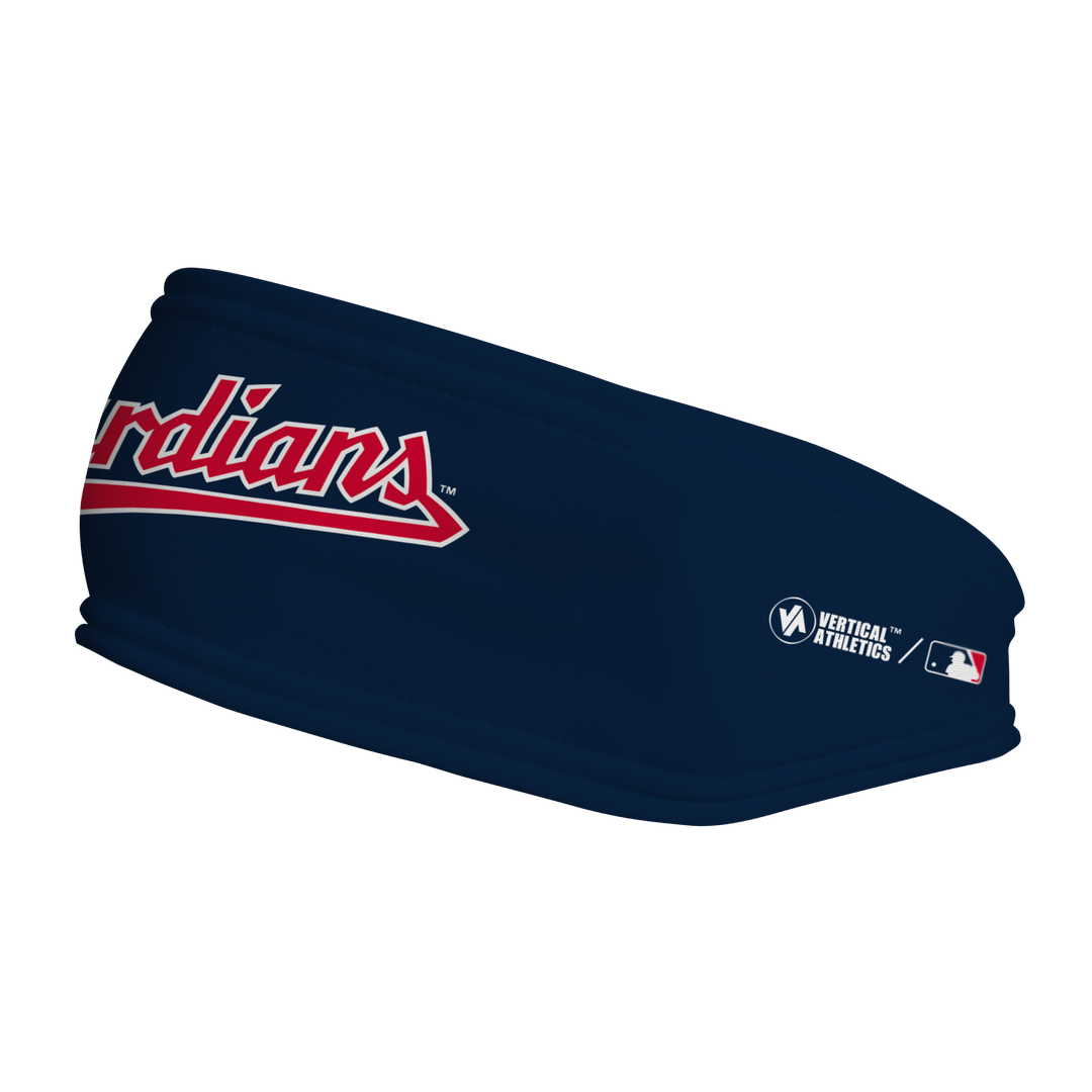 MLB Cleveland Guardians fleece headband with Wordmark. Made in the USA, Vertical Athletics brand. 
