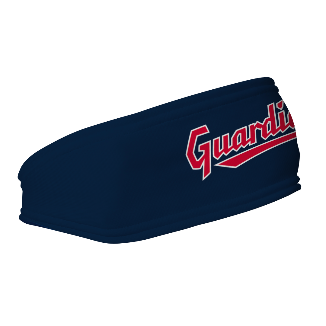 MLB Cleveland Guardians fleece headband with Wordmark. Made in the USA, Vertical Athletics brand. 