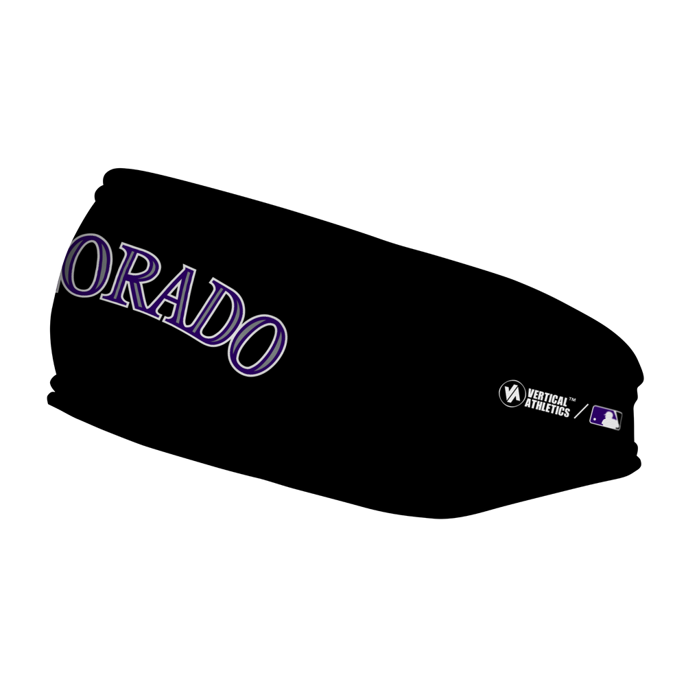 MLB Colorado Rockies fleece headband with Wordmark. Made in the USA, Vertical Athletics brand.  