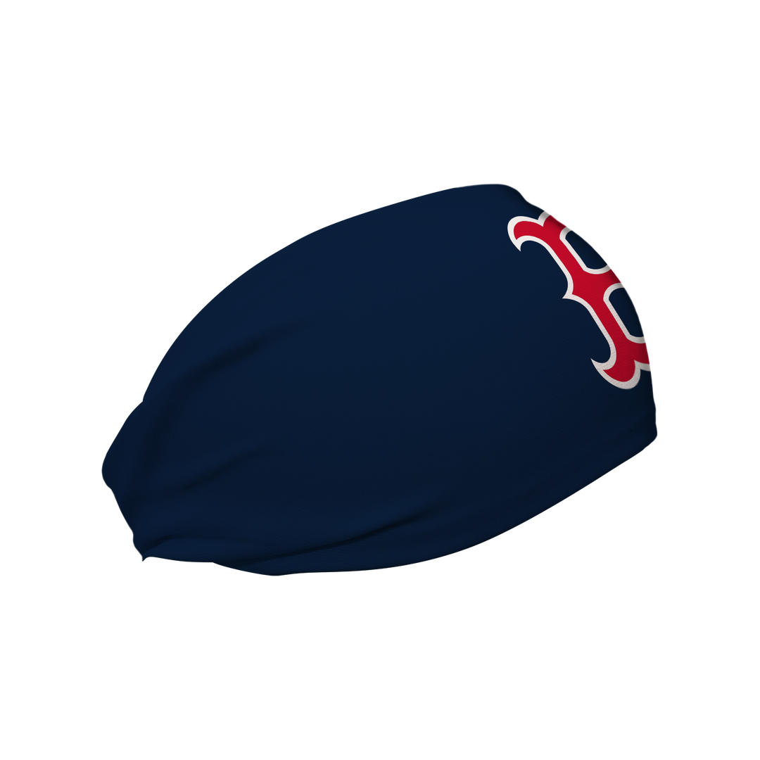 MLB Boston Red Sox navy cooling headband with cap logo. Made in USA, Vertical Athletics brand. 