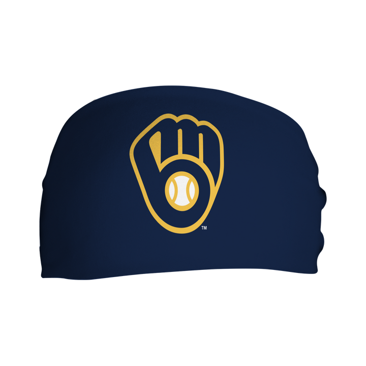 MLB Milwaukee Brewers Navy cooling headband with cap logo. Made in USA, Vertical Athletics brand.  