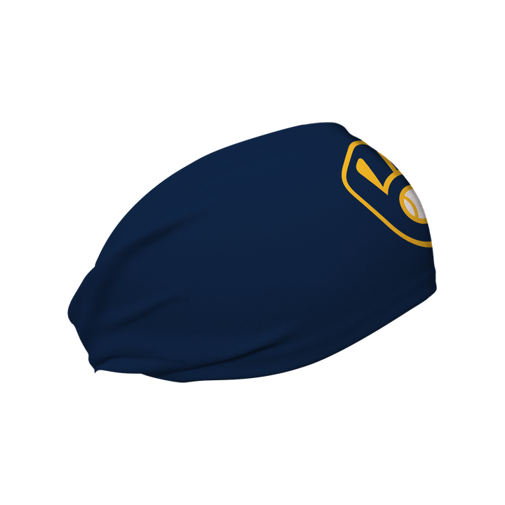 MLB Milwaukee Brewers Navy cooling headband with cap logo. Made in USA, Vertical Athletics brand.  