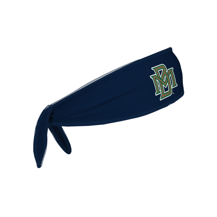 Side view of MLB Milwaukee Brewers navy Tie-Back Cooling Headband with coop logo . Made in USA, Vertical  Athletics brand.  