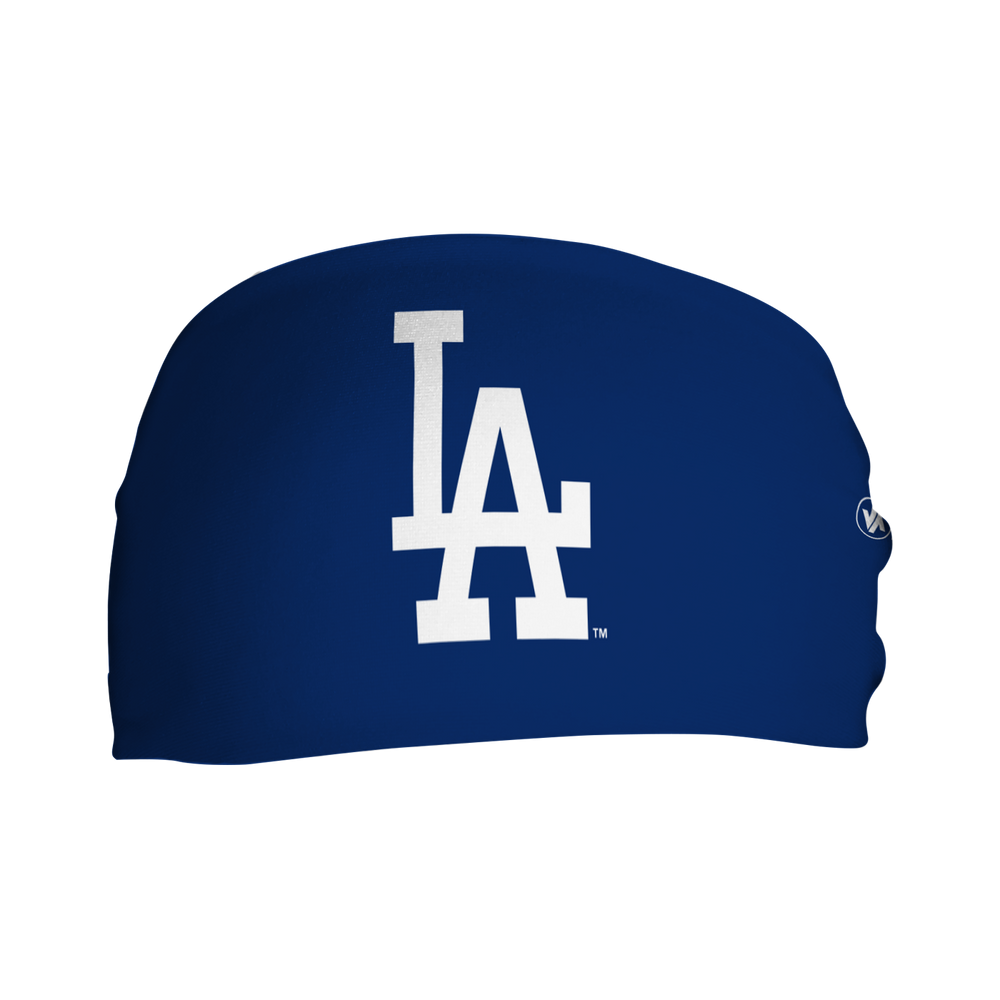 MLB Los Angeles Dodgers navy cooling headband with cap logo. Made in USA, Vertical Athletics brand. 