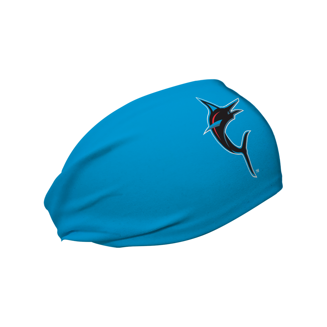 MLB licensed Miami Marlins cooling headband with Alt Logo. Made in the USA, Vertical Athletics brand.  