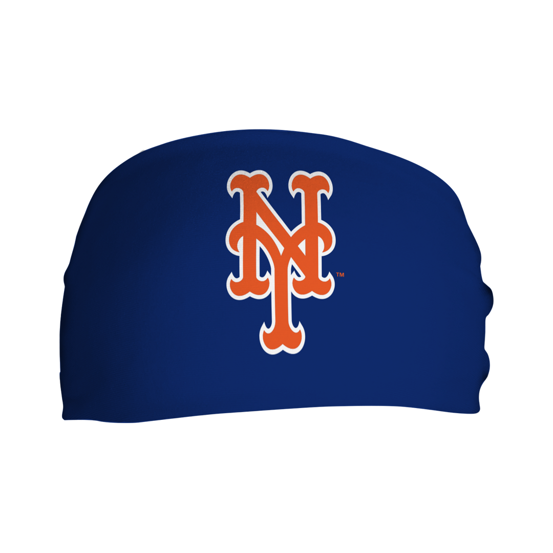 MLB New York Mets royal cooling headband with cap logo. Made in USA, Vertical Athletics brand.   