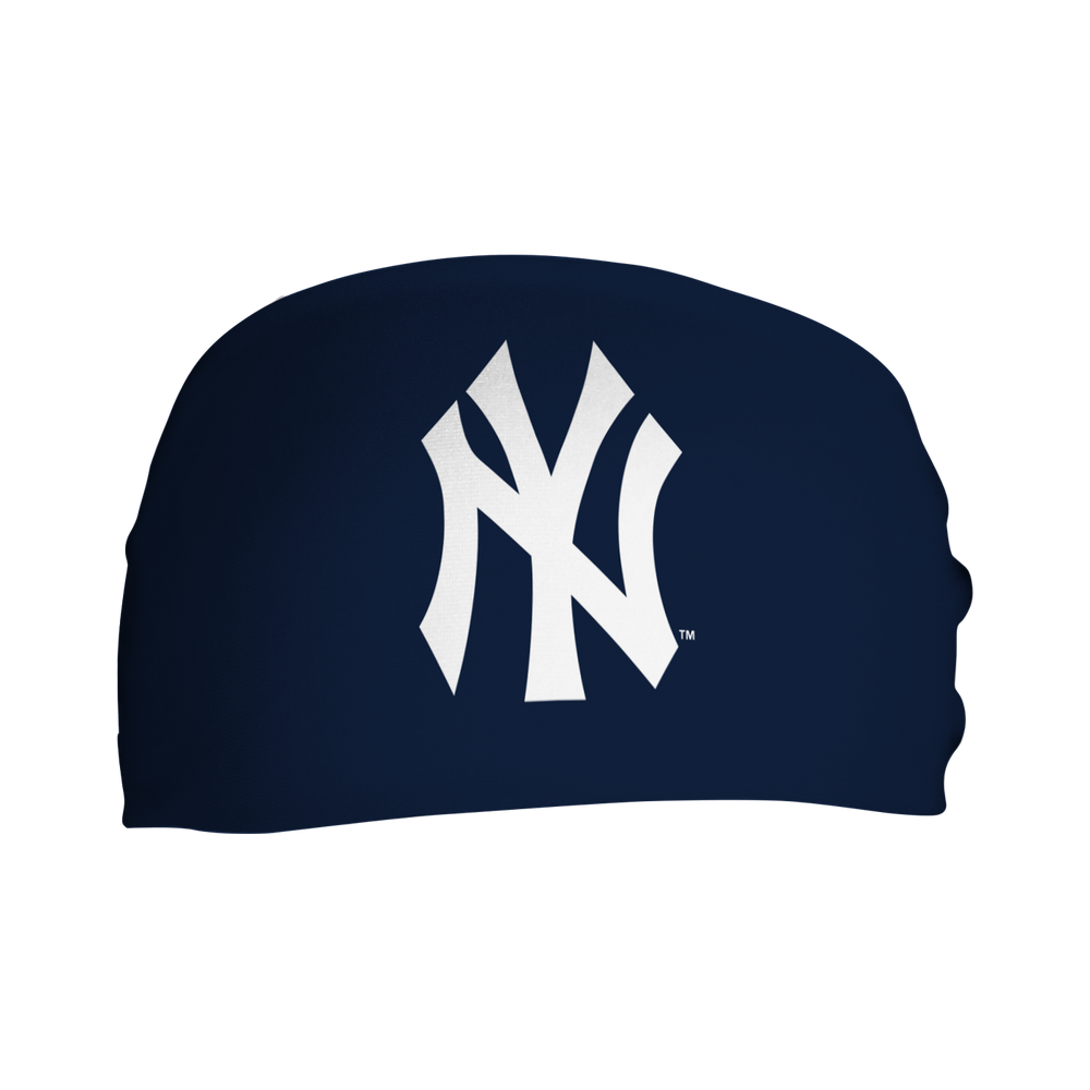 MLB New York Yankees navy cooling headband with Cap logo. Made in USA, Vertical Athletics brand.  