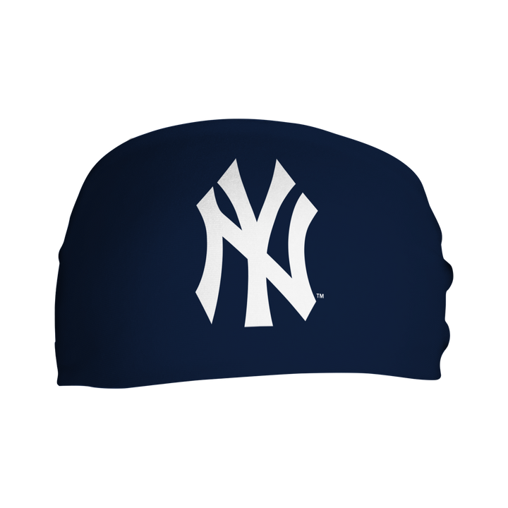 MLB New York Yankees navy cooling headband with Cap logo. Made in USA, Vertical Athletics brand.  