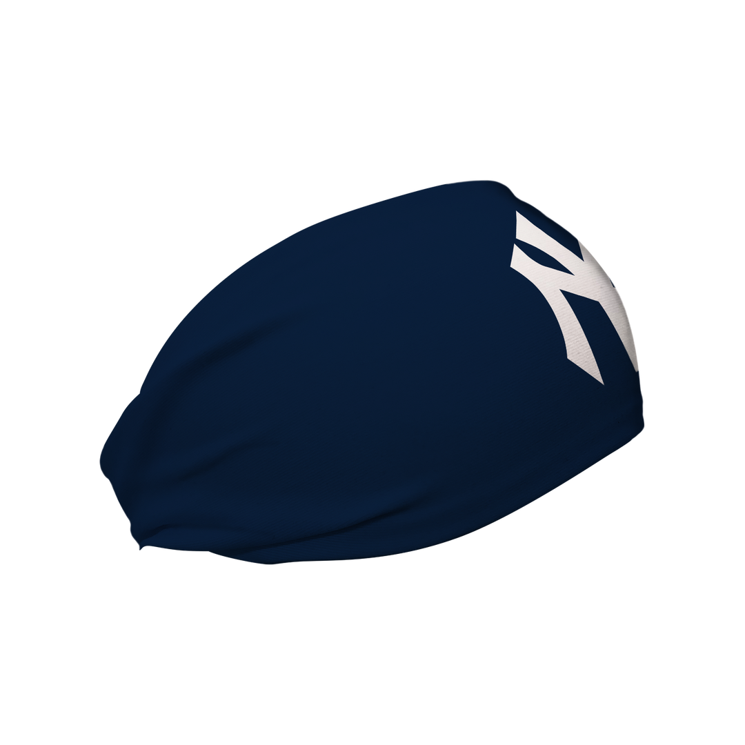 MLB New York Yankees navy cooling headband with Cap logo. Made in USA, Vertical Athletics brand.  