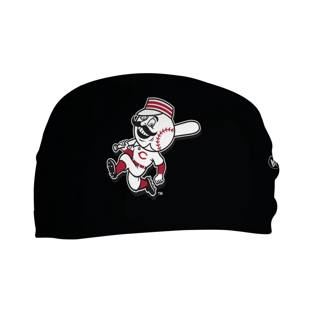 MLB licensed Cincinnati Reds Triple Play Cooling Bundle: Cooling Headband with Alt Logo Made in USA. Vertical Athletics Brand.