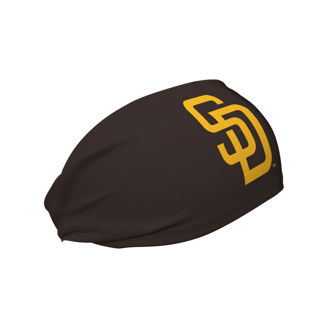 MLB San Diego Padres brown cooling headband with cap logo. Made in USA, Vertical Athletics brand.  