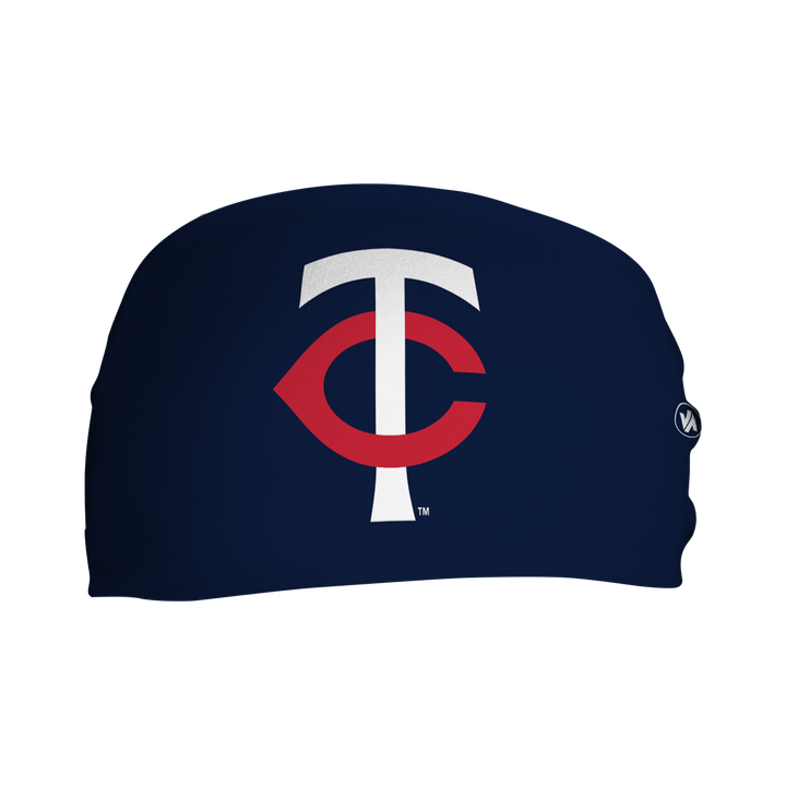 MLB Minnesota Twins navy cooling headband with cap logo. Made in USA, Vertical Athletics brand. 