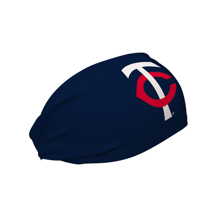 MLB Minnesota Twins navy cooling headband with cap logo. Made in USA, Vertical Athletics brand. 