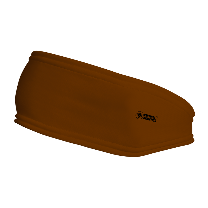 Fashion Fleece Headband with Solid Brown. Made in the USA, Vertical Athletics brand.