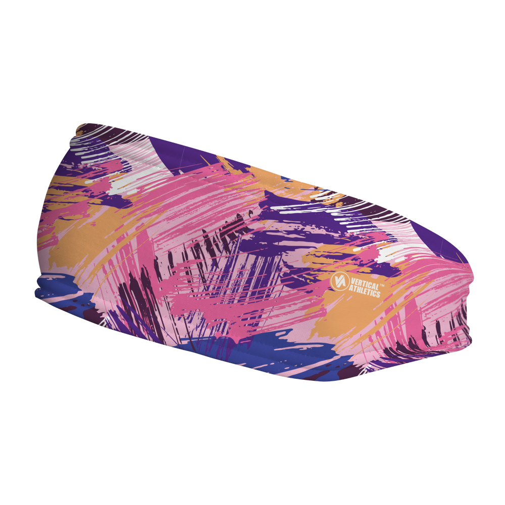 Fashion Fleece Headband with Colorful Paintbrush. Made in the USA, Vertical Athletics brand.