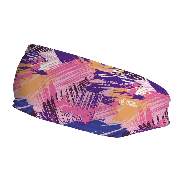 Fashion Fleece Headband with Colorful Paintbrush. Made in the USA, Vertical Athletics brand.