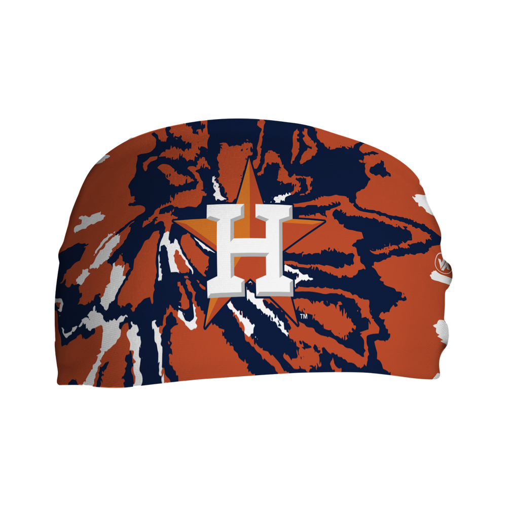 MLB Houston Astros Orange Tie-Dye cooling headband with Cap Logo. Made in USA, Vertical Athletics brand.  