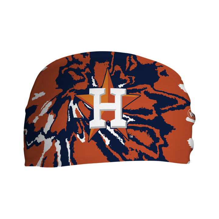 MLB Houston Astros Orange Tie-Dye cooling headband with Cap Logo. Made in USA, Vertical Athletics brand.  