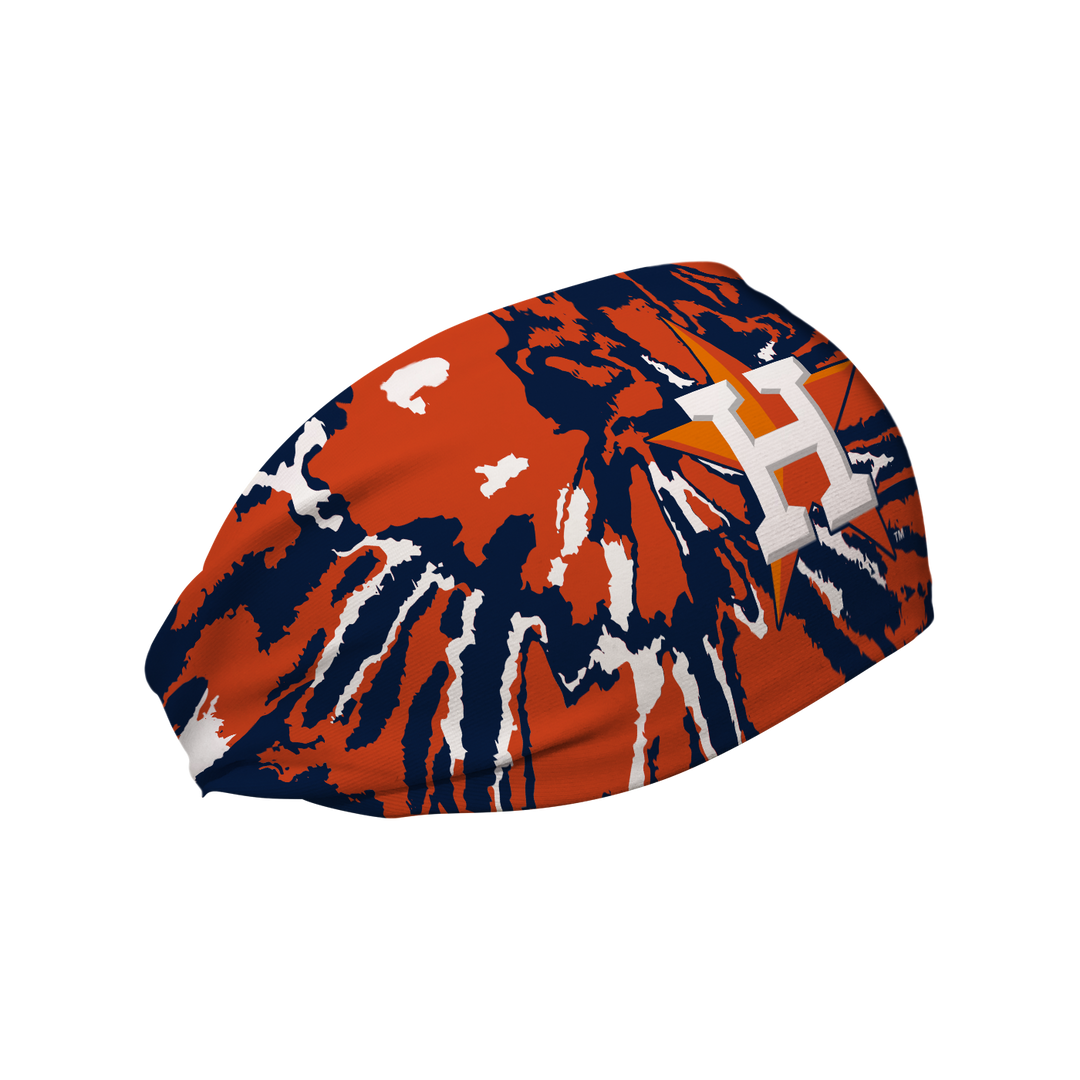 MLB Houston Astros Orange Tie-Dye cooling headband with Cap Logo. Made in USA, Vertical Athletics brand.  