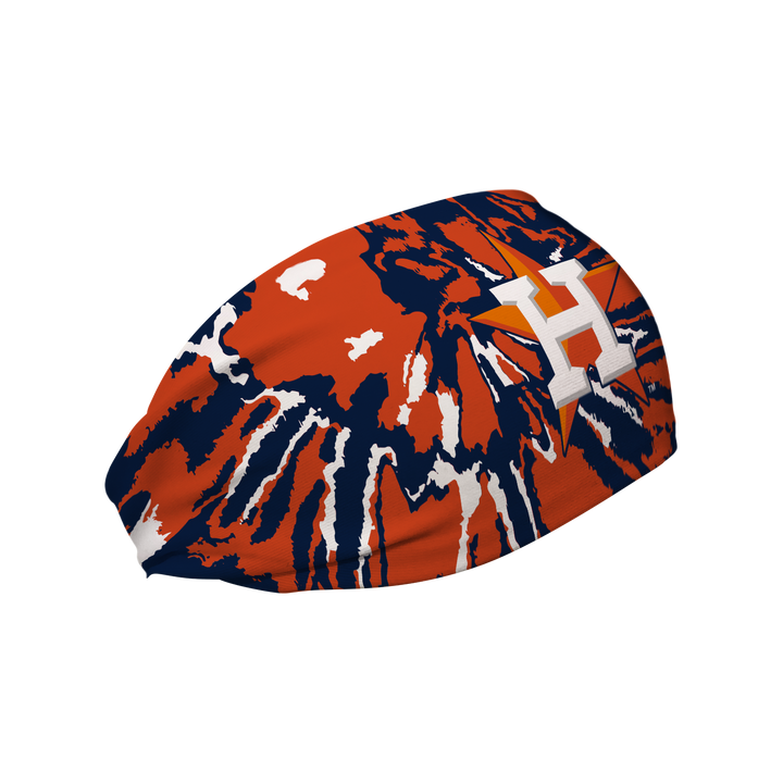 MLB Houston Astros Orange Tie-Dye cooling headband with Cap Logo. Made in USA, Vertical Athletics brand.  