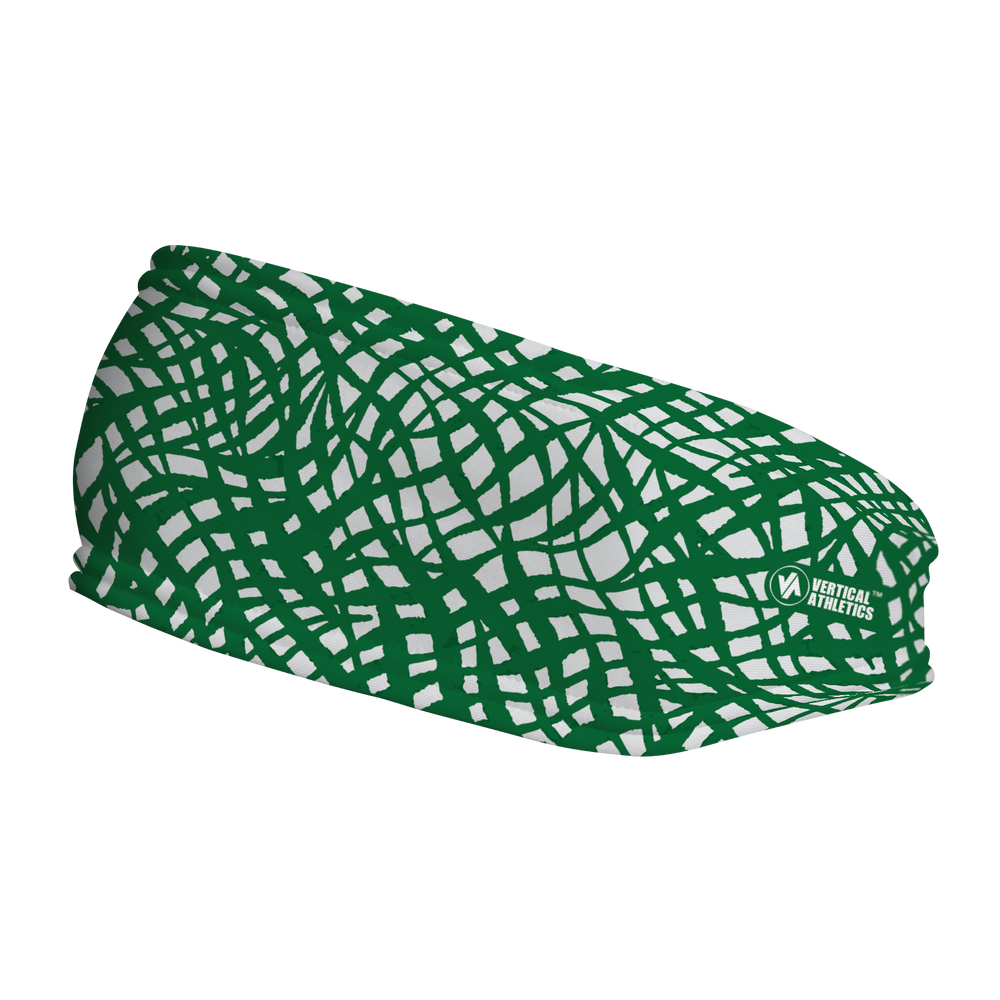 Fashion Fleece Headband with Emerald Wave. Made in the USA, Vertical Athletics brand.