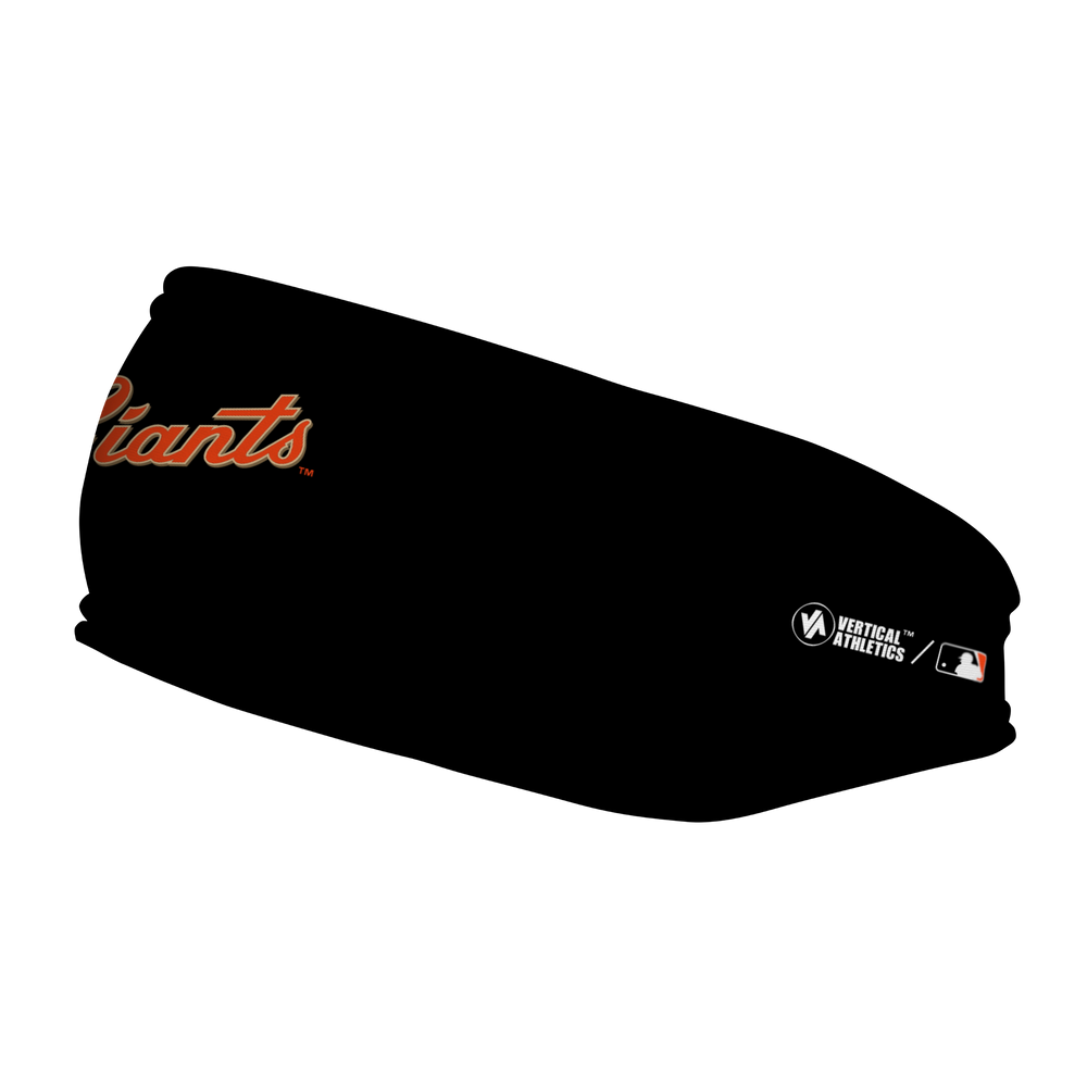 MLB San Francisco Giants fleece headband with Wordmark. Made in the USA, Vertical Athletics brand.  
