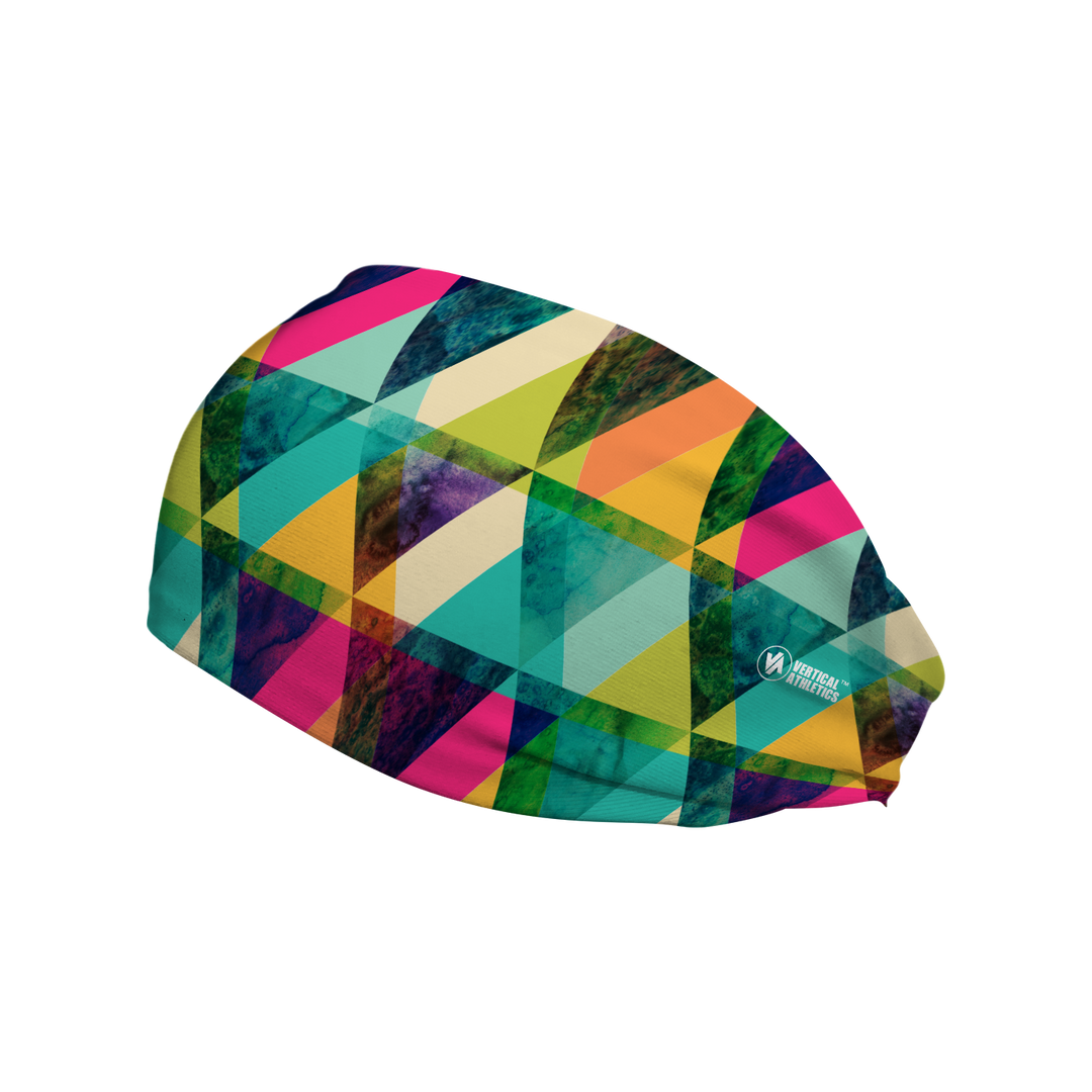 Fashion Cooling Headband: Geometric Tiles. Made in USA. Vertical Athletics Brand.