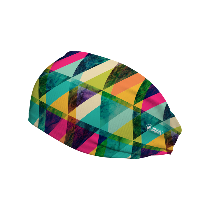 Fashion Cooling Headband: Geometric Tiles. Made in USA. Vertical Athletics Brand.