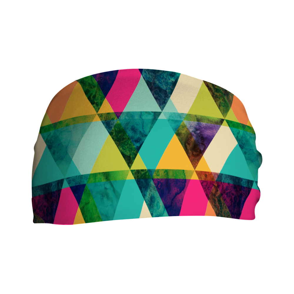 Fashion Cooling Headband: Geometric Tiles. Made in USA. Vertical Athletics Brand.