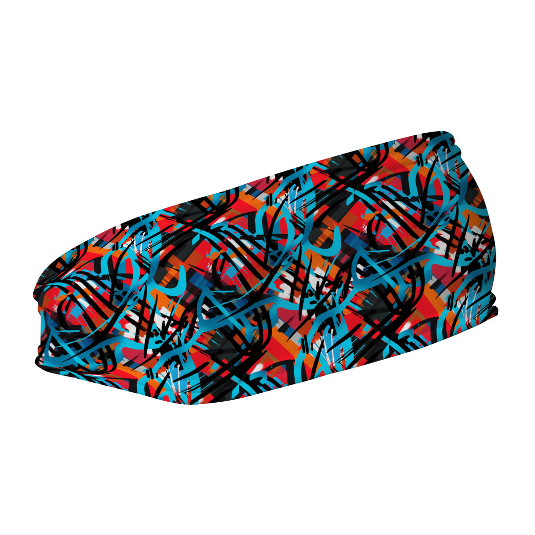 Fashion Fleece Headband with Graffiti Design 1. Made in the USA, Vertical Athletics brand.
