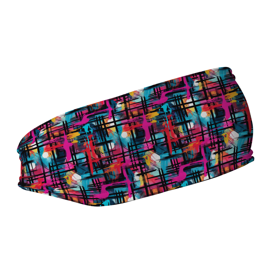 Fashion Fleece Headband with Graffiti Design 2. Made in the USA, Vertical Athletics brand.