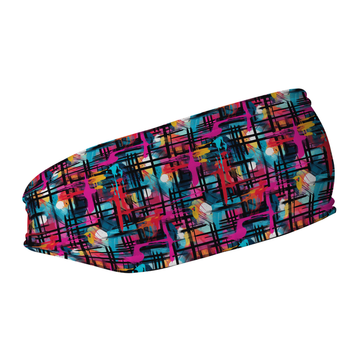 Fashion Fleece Headband with Graffiti Design 2. Made in the USA, Vertical Athletics brand.