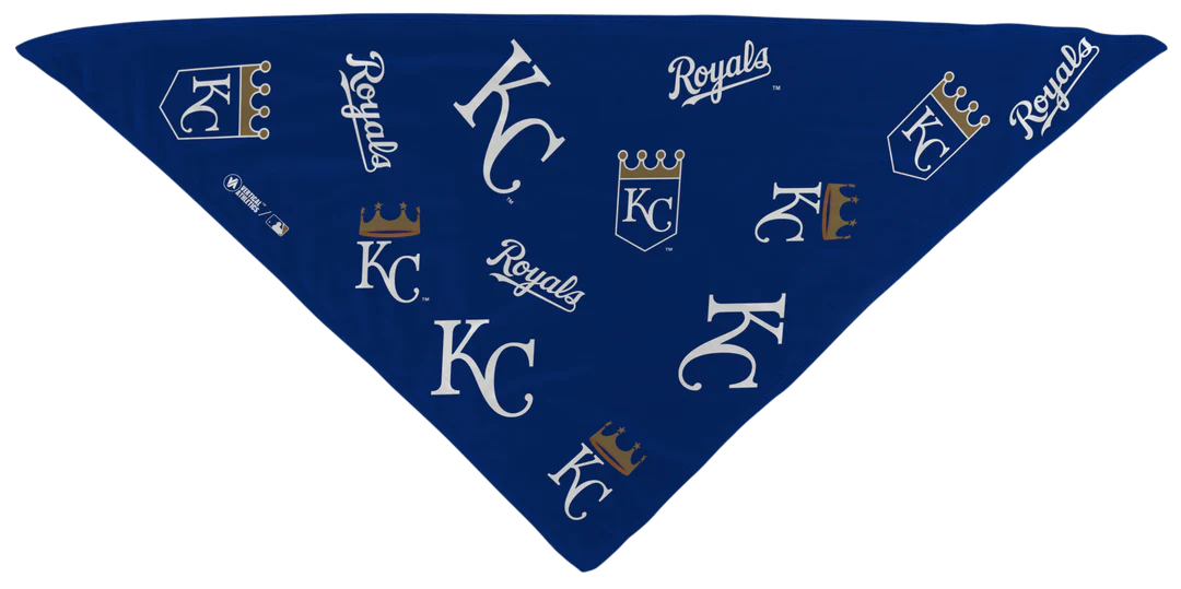 
MLB licensed Kansas City Royals Triple Play Cooling Bundle: Cooling Triangle Bandana with All Over logo. Made in USA. Vertical Athletics Brand. 