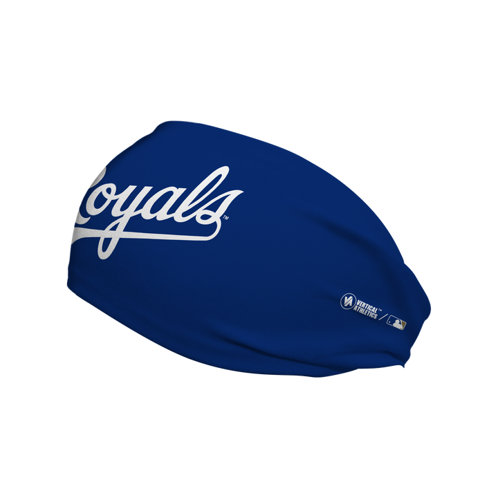 MLB licensed Kansas City Royals cooling headband with wordmark. Made in the USA, Vertical Athletics brand.