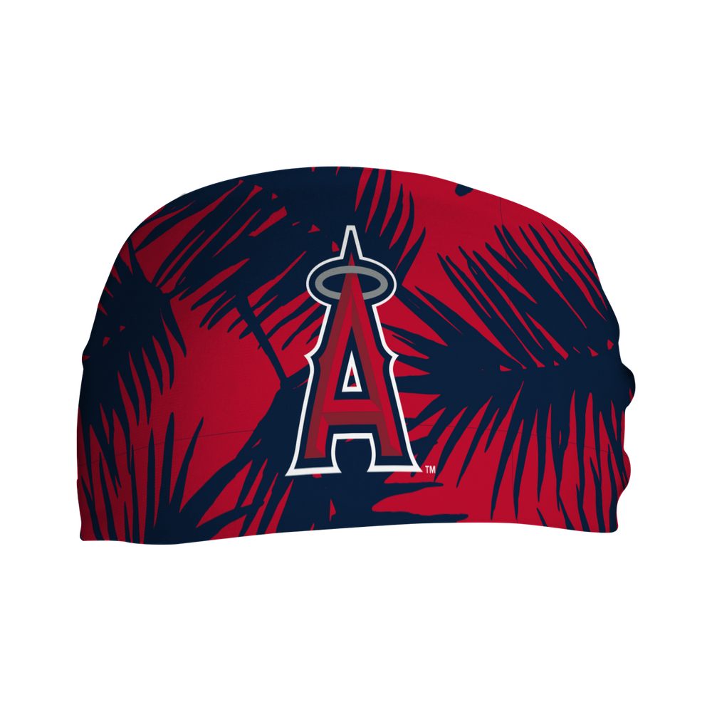 MLB licensed Los Angeles Angels cooling headband with Big Palm Cap Logo. Made in the USA, Vertical Athletics brand. 