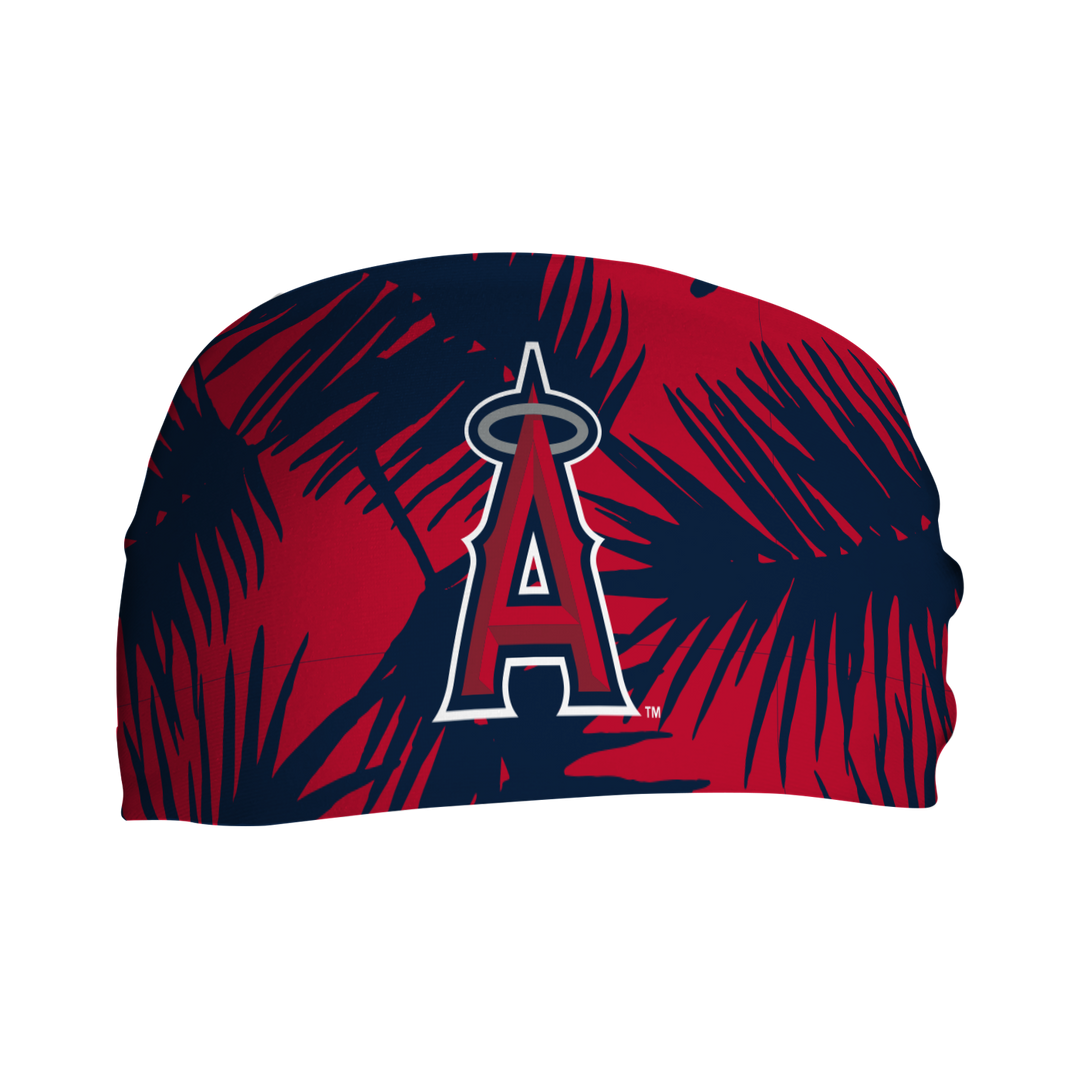 MLB licensed Los Angeles Angels cooling headband with Big Palm Cap Logo. Made in the USA, Vertical Athletics brand. 