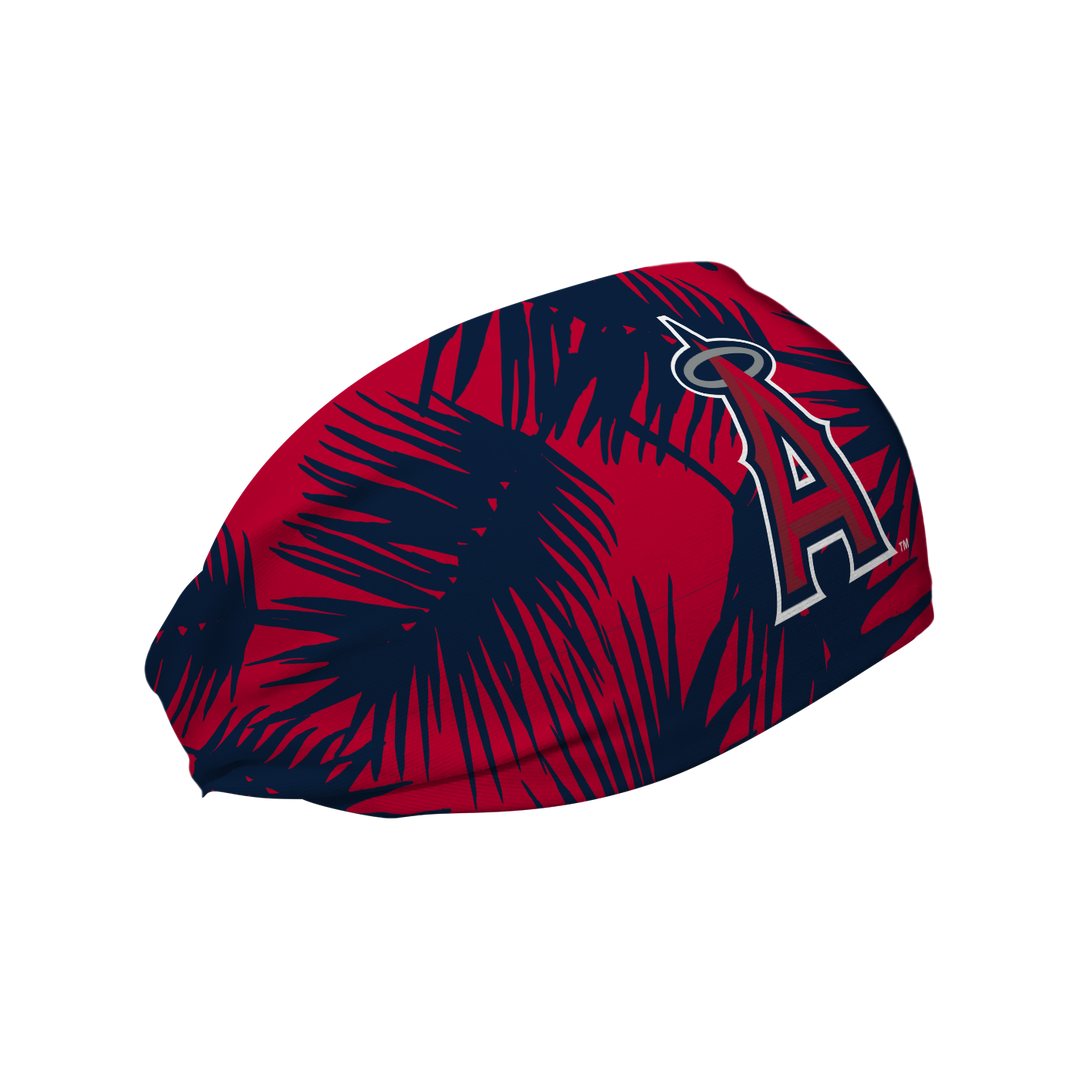 MLB licensed Los Angeles Angels cooling headband with Big Palm Cap Logo. Made in the USA, Vertical Athletics brand. 