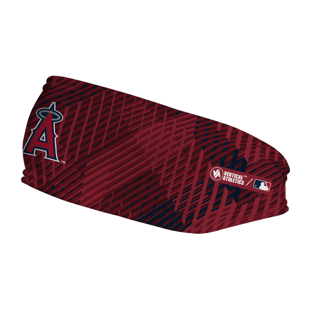 MLB Los Angeles Angels fleece headband with Sport Plaid. Made in the USA, Vertical Athletics brand.  