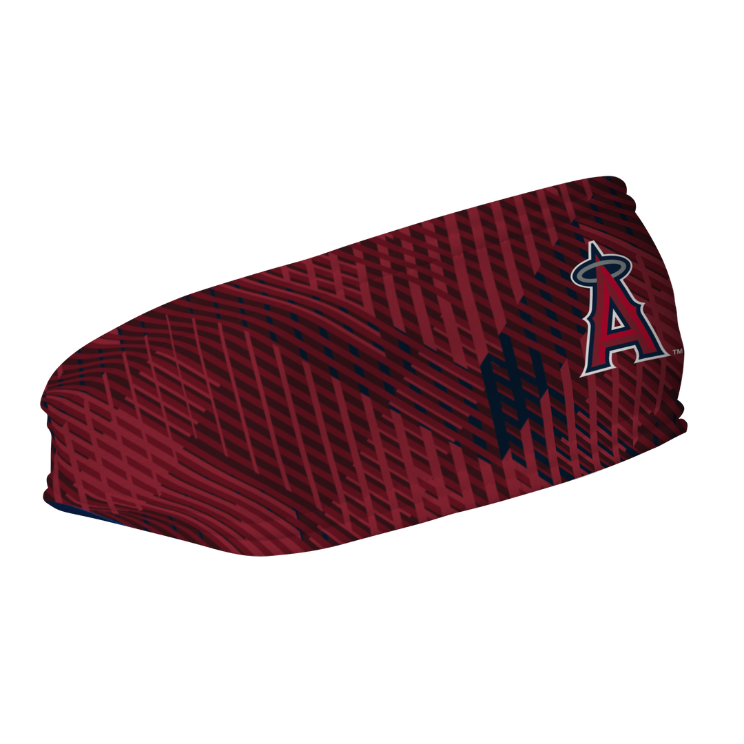 MLB Los Angeles Angels fleece headband with Sport Plaid. Made in the USA, Vertical Athletics brand.  