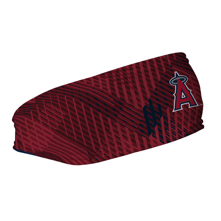 MLB Los Angeles Angels fleece headband with Sport Plaid. Made in the USA, Vertical Athletics brand.  