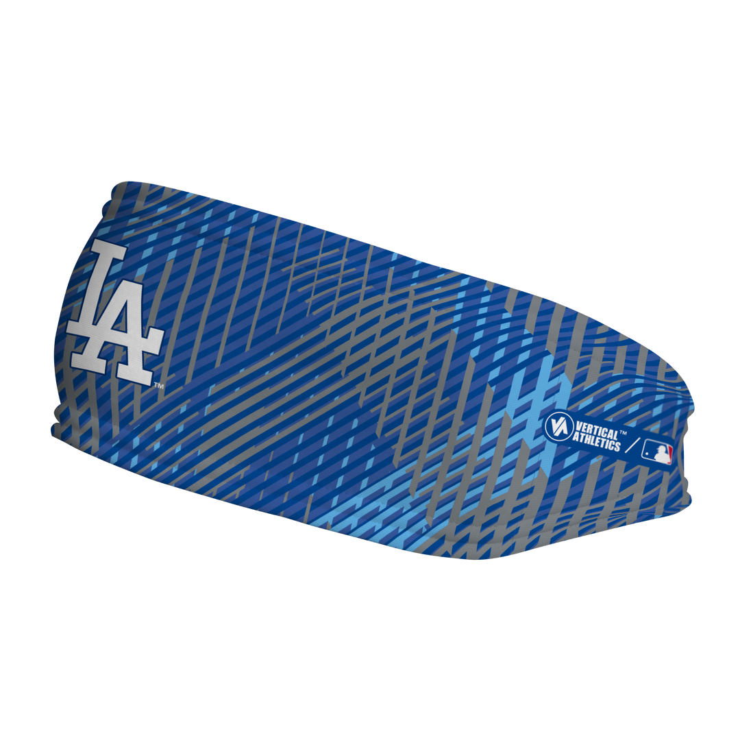 MLB Los Angeles Dodgers fleece headband with Sport Plaid. Made in the USA, Vertical Athletics brand.  