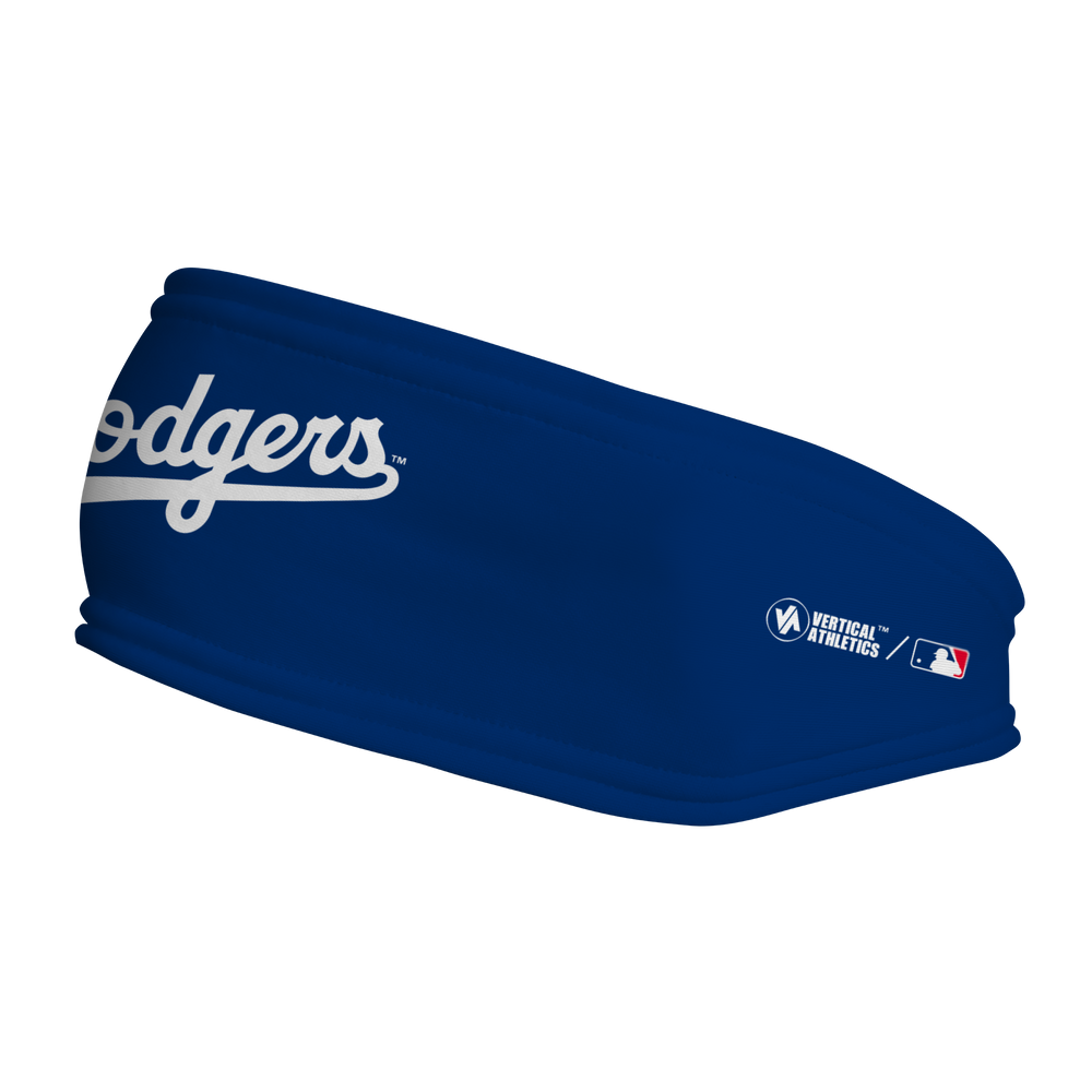 MLB Los Angeles Dodgers fleece headband with Wordmark. Made in the USA, Vertical Athletics brand.  