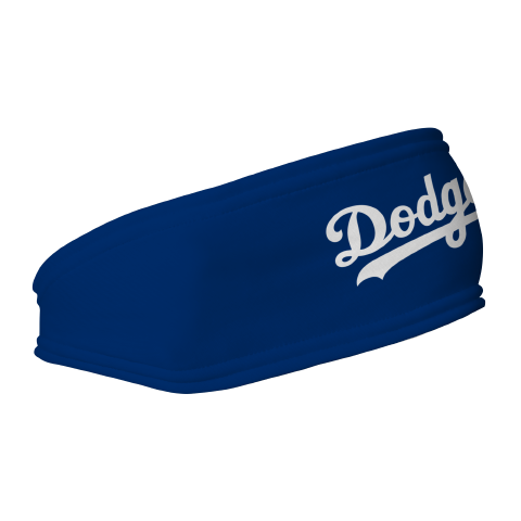MLB Los Angeles Dodgers fleece headband with Wordmark. Made in the USA, Vertical Athletics brand.  