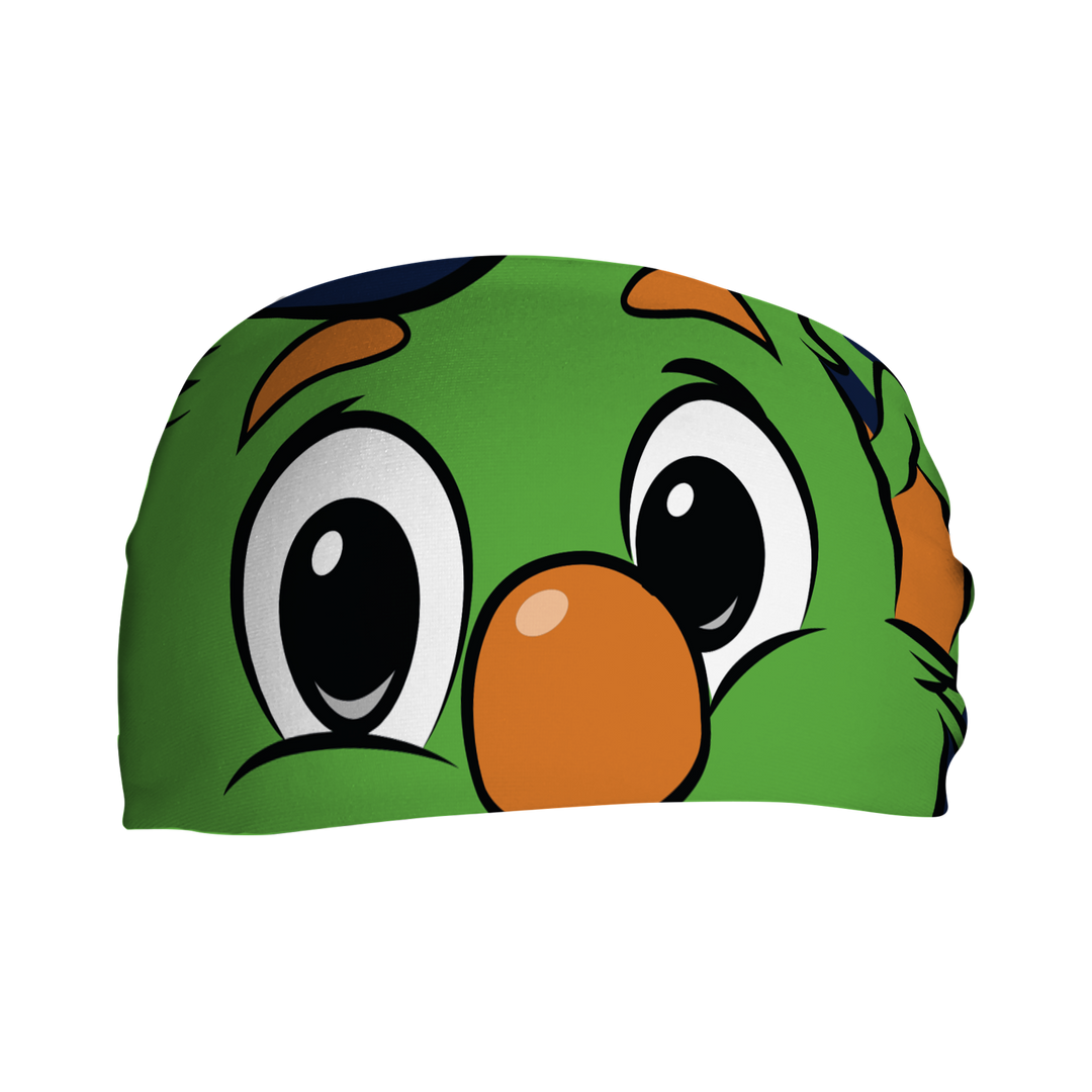 MLB Houston Astros cooling headband with Orbit mascot stare. Made in USA, Vertical Athletics brand. 