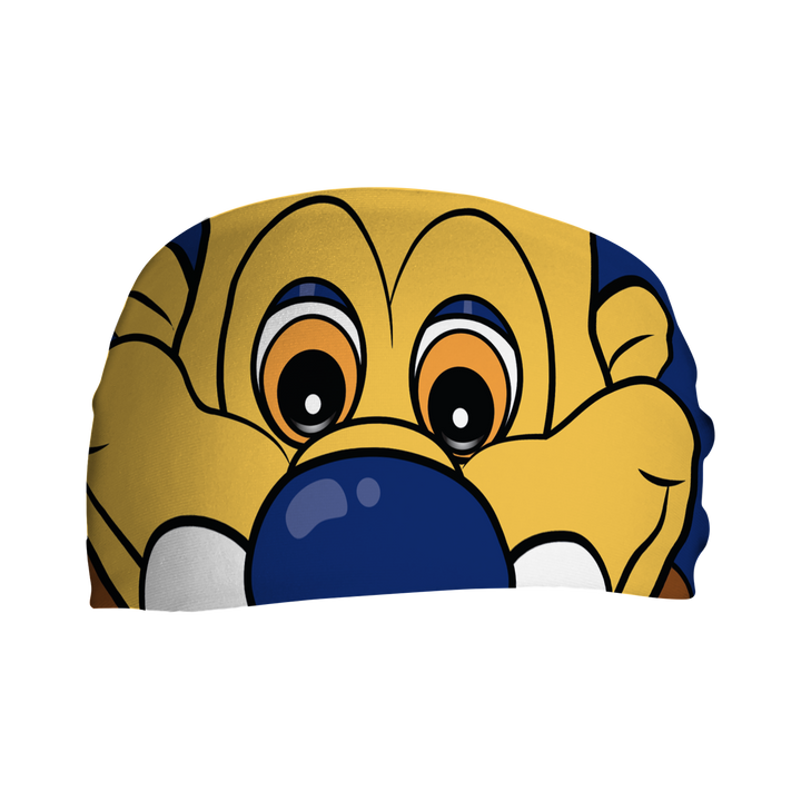 MLB Kansas City Royals  headband with Slugger mascot stare. Made in USA, Vertical Athletics brand.  