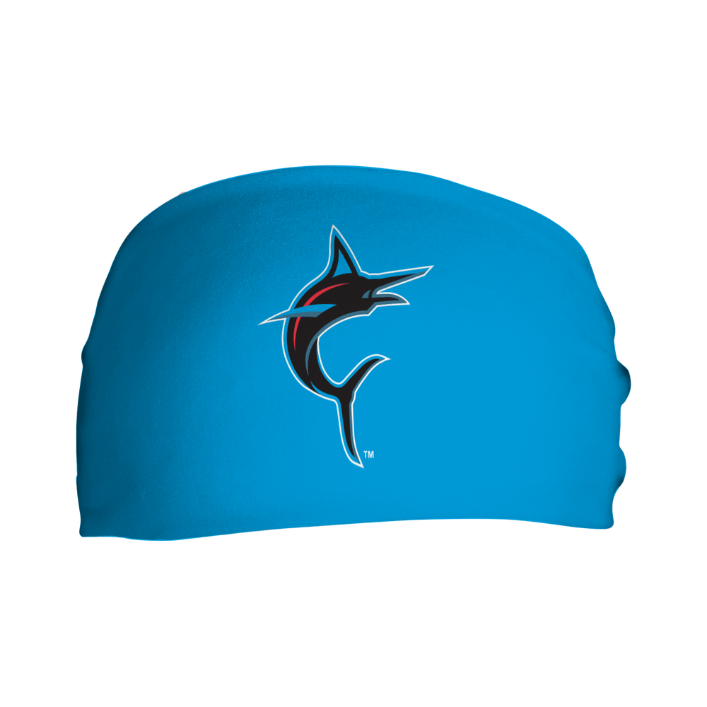 MLB licensed Miami Marlins cooling headband with Alt Logo. Made in the USA, Vertical Athletics brand.  