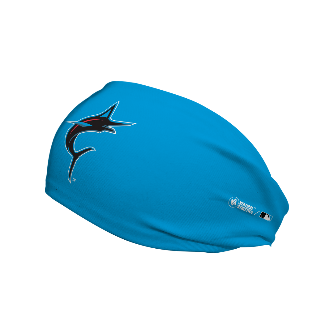 MLB licensed Miami Marlins cooling headband with Alt Logo. Made in the USA, Vertical Athletics brand.  