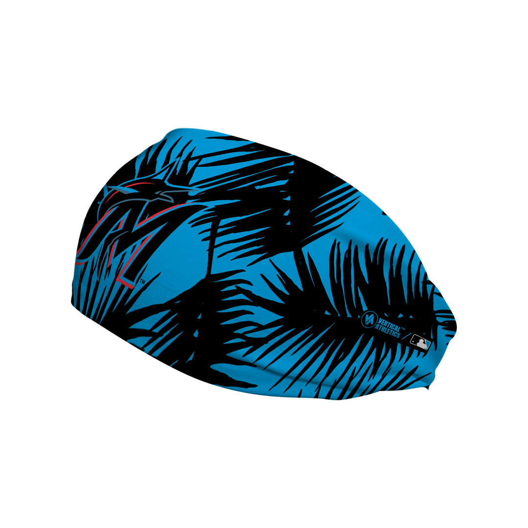 MLB licensed Miami Marlins cooling headband with Big Palm cap logo. Made in the USA, Vertical Athletics brand.  