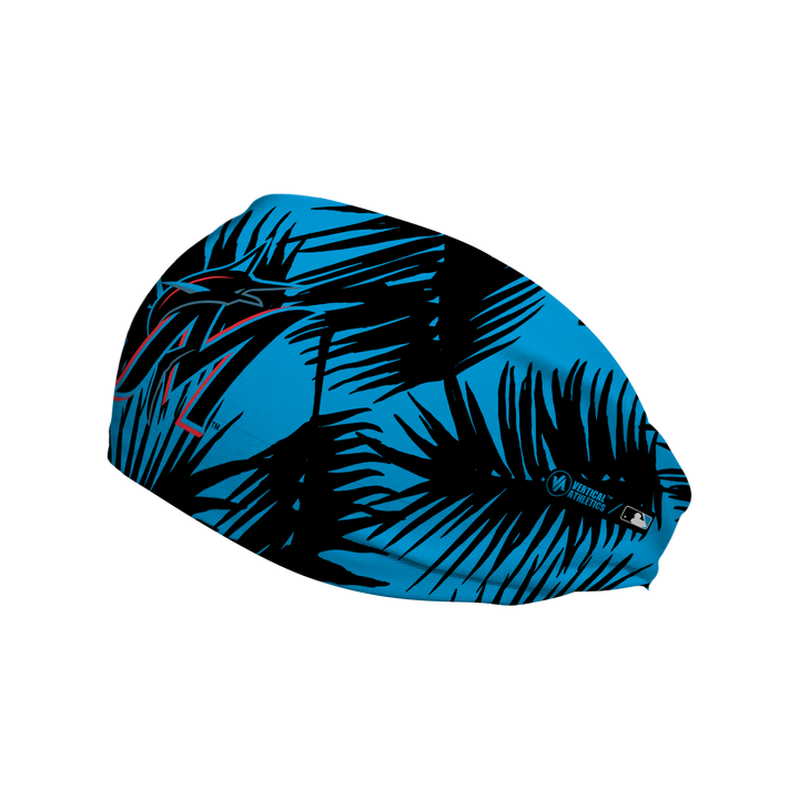 MLB licensed Miami Marlins cooling headband with Big Palm cap logo. Made in the USA, Vertical Athletics brand.  